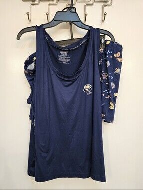 JoySpun Sleepwear Shorty Set Coffee Print Navy Plus Size 3X 22W-24W NWT